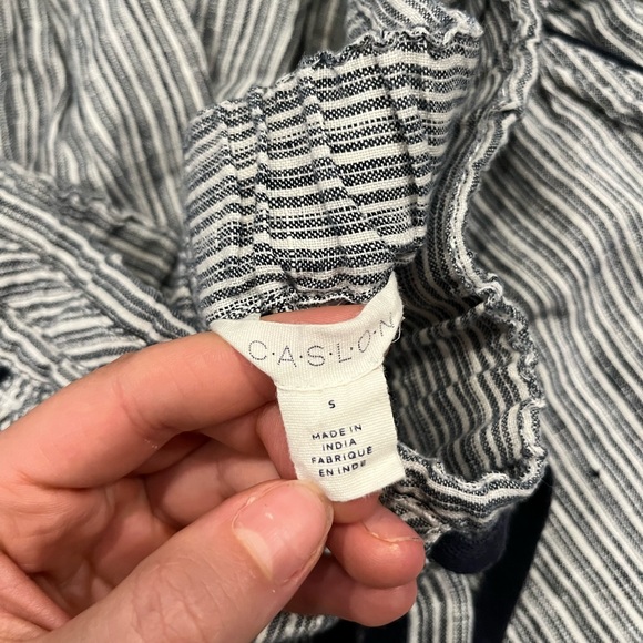 Striped Linen Pants with Belt - Picture 2 of 4